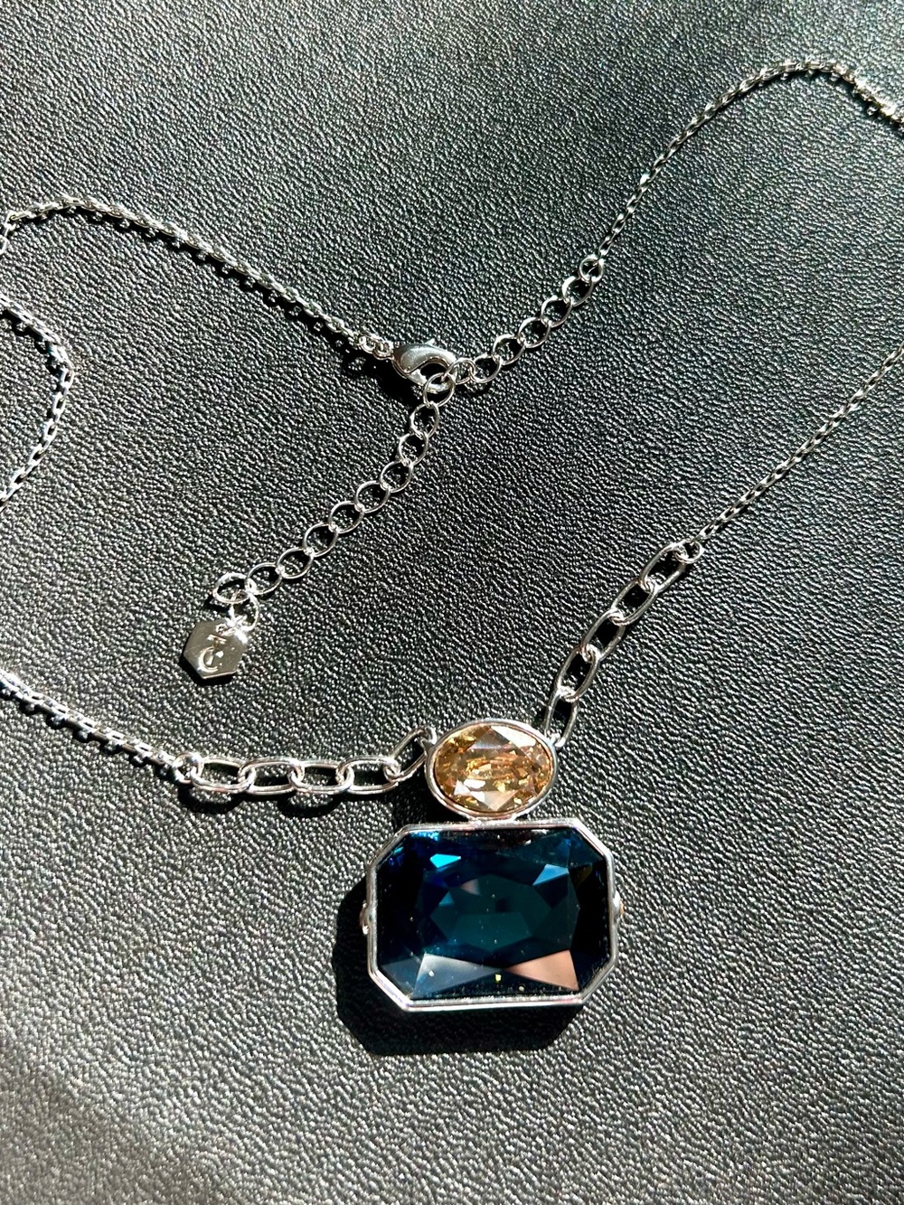 Blue & Champagne Crystal Pendant Necklace - Women Jewelry